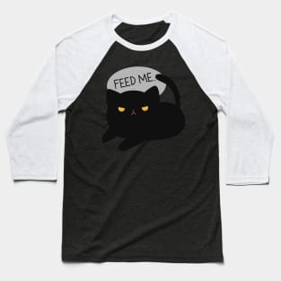 Cute Cat Design Feed Me | Kawaii Black Cat Illustration | Cat Lover Gift | By Atelier Serakara Baseball T-Shirt